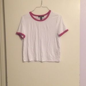 Forever 21 Pink and White Crop Top